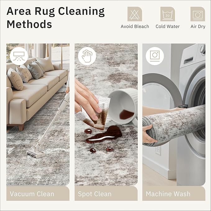 Soalmost Abstract Rug 8x10 Large Living Room Rugs Neutral Modern Washable Area - Image 9
