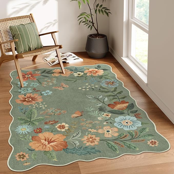 Lahome Floral Washable Rugs, 4X6 Rug by Lahome