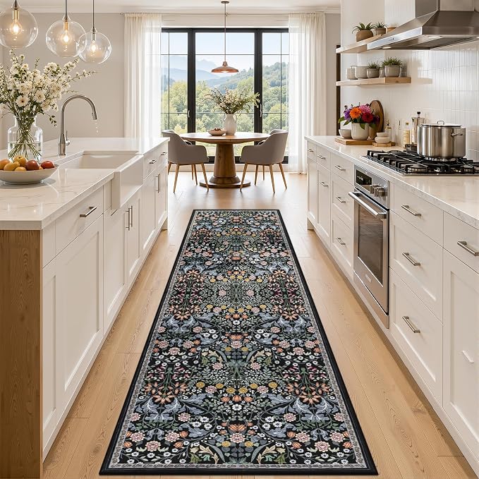 Runner Rug for Entryway: 2.6x10 Kitchen Rugs Non Slip Washable Ultra-Thin Soft by PLHXFRSoftAreaRugs