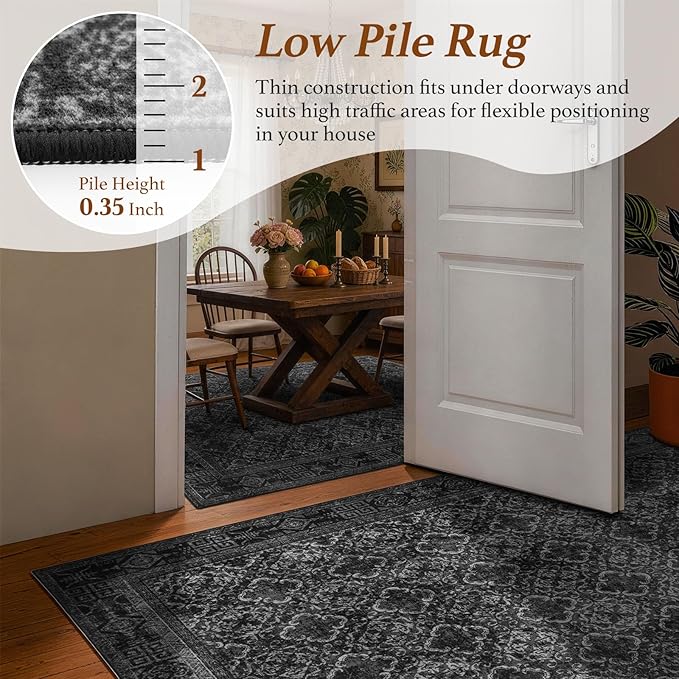 LIANLAM 8x10 Washable Area Rug, Vintage Boho Traditional Pattern, Non-Slip - Image 7