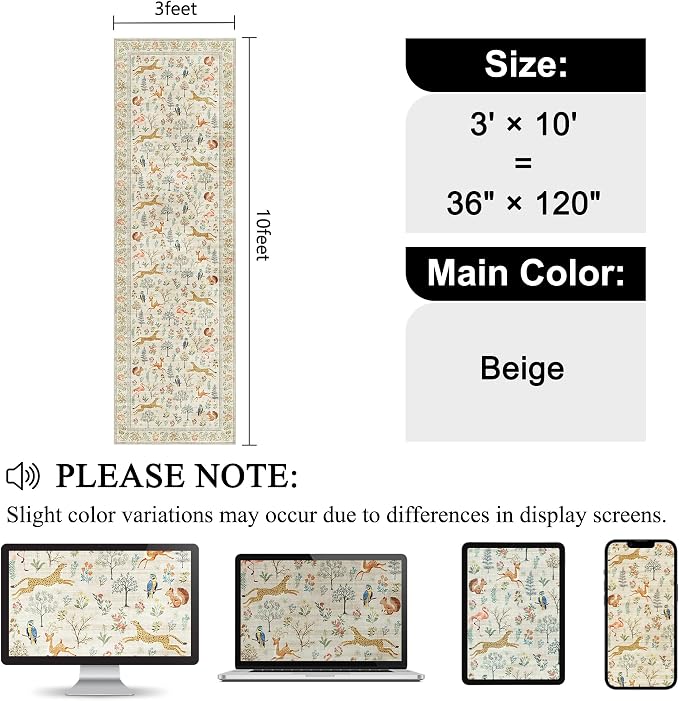 DUKINO 3x10 Washable Runner Rug - Image 2