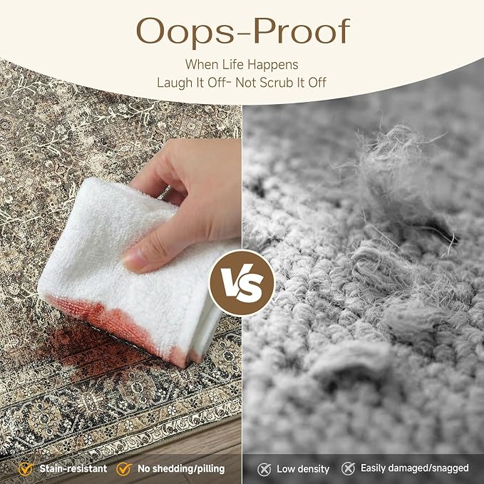 PureCozy 2x3 Washable Entryway Rug Brown Vintage Non Slip Door Mat Soft Low - Image 5
