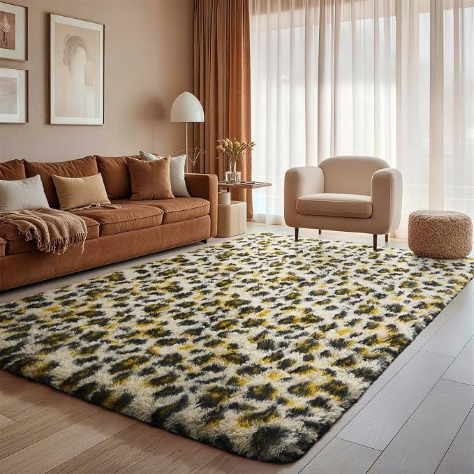 Ophanie Leopard Rugs for Bedroom Living Room, Cheetah Print Rug Fluffy Shag - Image 5