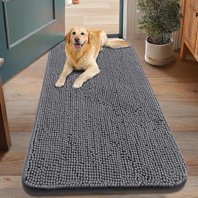 Smiry Dog Door Mat for Muddy Paws 48x30, Absorbent Dirt Trapper, Non-Slip by Smiry
