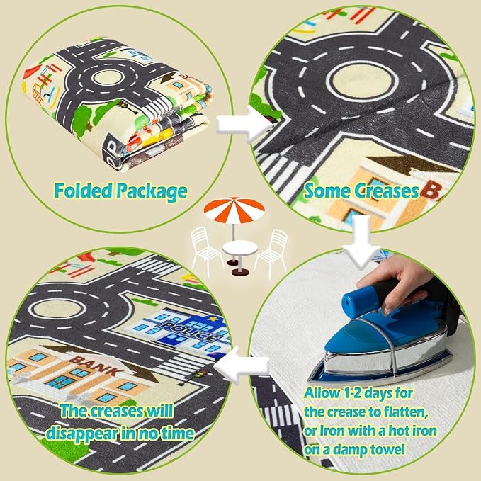 Car Rug Play Mat for Kids Toy Cars, City Road Traffic Playmat for Kid Bedroom - Image 7