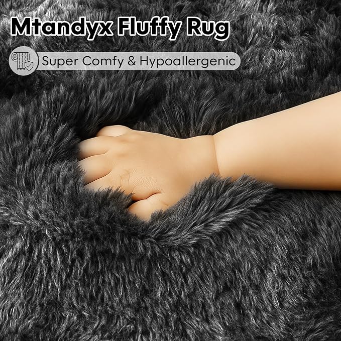 5x7 Plush Fluffy Area Rugs, Large Soft Carpet, Upgraded Non-Slip Rectangular Rug - Image 2