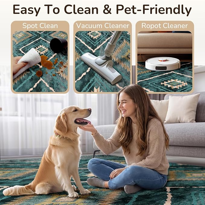 BESTSWEETIE Area Rug 8x10 Rug Machine Washable Non-Slip Low Pile Print Pattern - Image 4