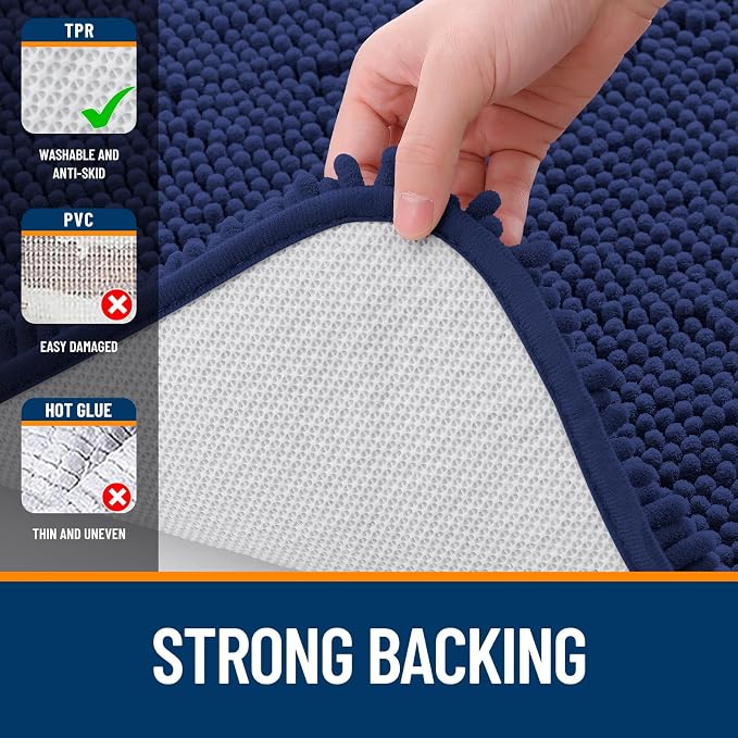 OLANLY Bathroom Rugs 30x20, Extra Soft Absorbent Chenille Bath Rugs, Rubber - Image 6