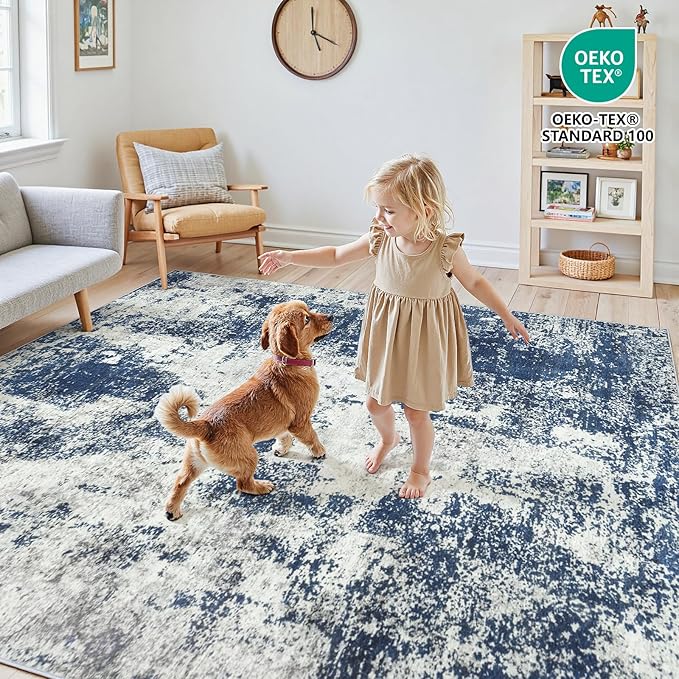 Area Rugs 6x9 Living Room: Large Soft Washable Rug Modern Abstract Anti-Skid - Image 5