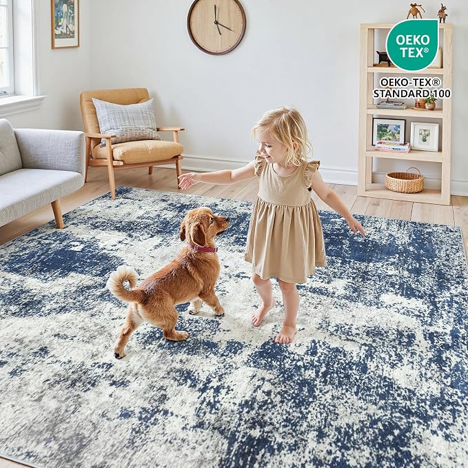 Area Rugs 9x12 Living Room: Large Soft Washable Rug Modern Abstract Anti-Skid - Image 5