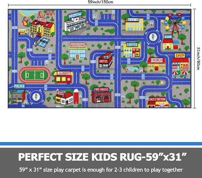 Capslpad Blue Car Road Kid Rug Carpet Playmat - Image 2
