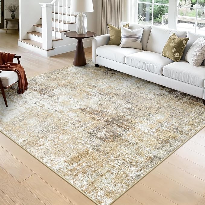 RELEANY Washable Area Rugs Square 8ft Non-Slip Modern Abstract Soft by RELEANY