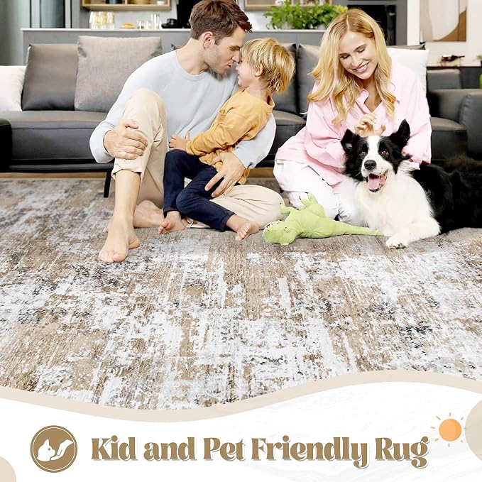 XLUEZ 6x9 Area Rugs for Living Room, Washable Modern Abstract Large Area Rug - Image 3
