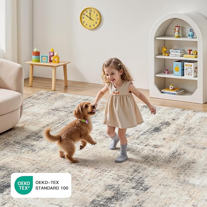 Lofus 5x8 Area Rug for Living Room, Neutral Modern Washable Carpet for Bedroom - Image 6