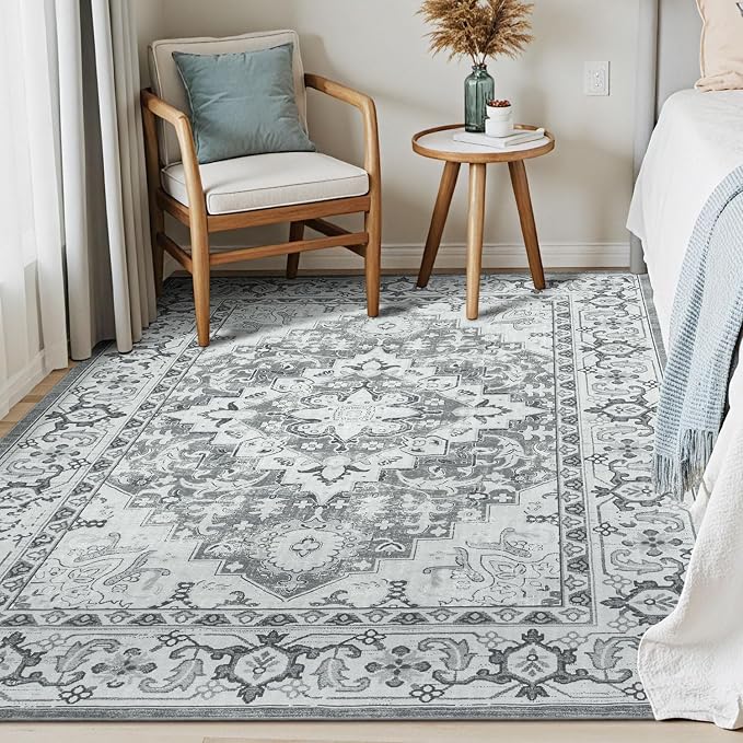 Lessymo Washable Area Rugs 6x9- Boho Area Rug Low Pile - Image 2