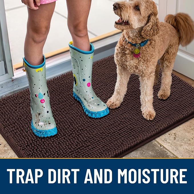 Smiry Dog Door Mat for Muddy Paws 40x24, Absorbent Dirt Trapper, Non-Slip - Image 3