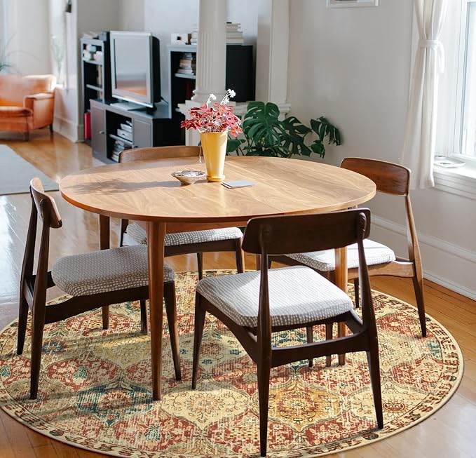 Lahome Moroccan Trellis Washable Round Area Rug, Round Rug 5ft Soft Non-Slip - Image 5