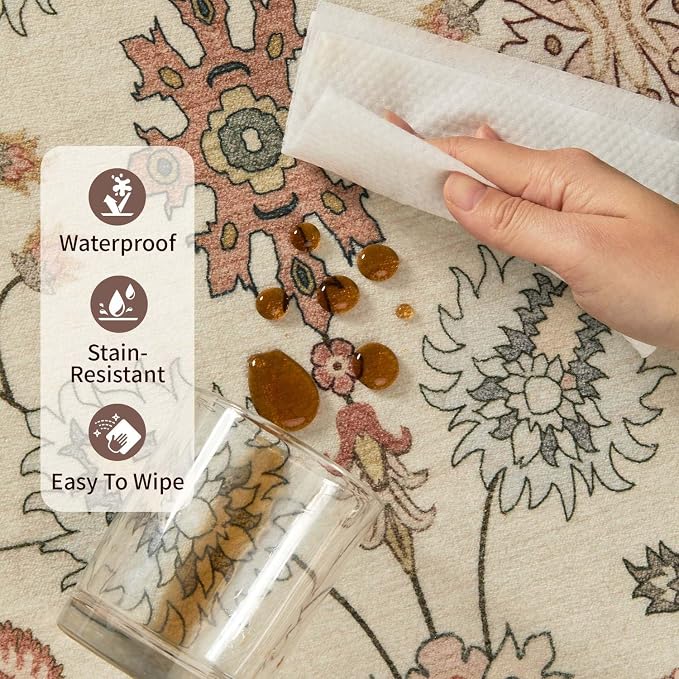Rugxara 2x10 Floral Runner Rug, Washable Runners - Image 8