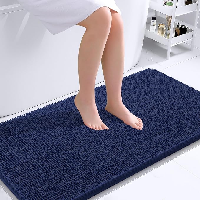 OLANLY Bathroom Runner Rugs 44x24, Soft Absorbent Chenille Bath Rugs, Rubber by OLANLY
