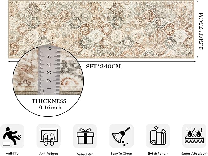 Lahome Moroccan Hallway Rug, Ultra-Thin Oriental Carpet - Image 2