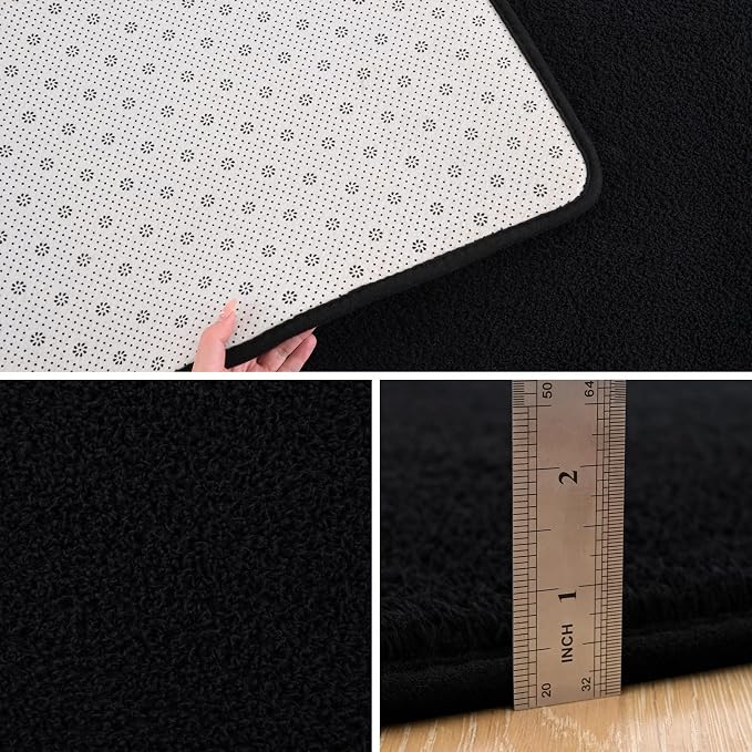 Pettop 5x7 ft Black Area Rugs for Bedroom Living Room, Washable Memory Foam - Image 4