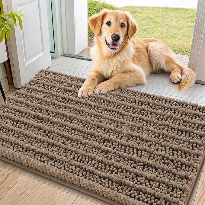 Smiry Dog Door Mat for Muddy Paws 36x24, Absorbent Dirt Trapper, Non-Slip by Smiry