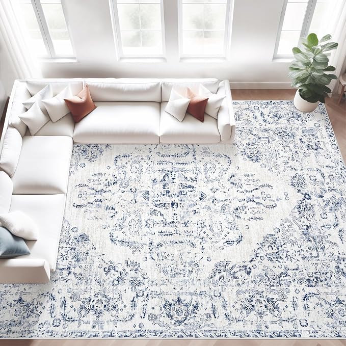 8x10 Area Rugs for Living Room: Washable Rug Vintage Large Rugs Soft Non Slip by MXSANYOORUG