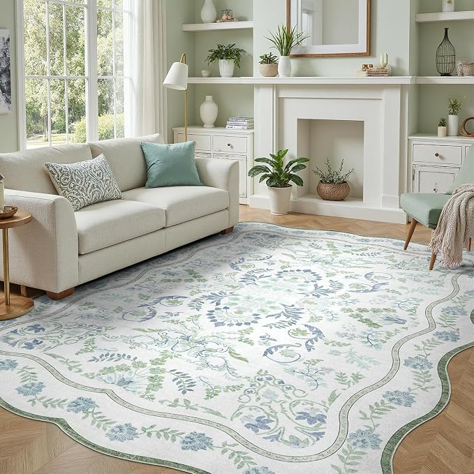 DCX Green and Blue 6x9 Rug, Kid & Pet Friendly by DCXWashableRug