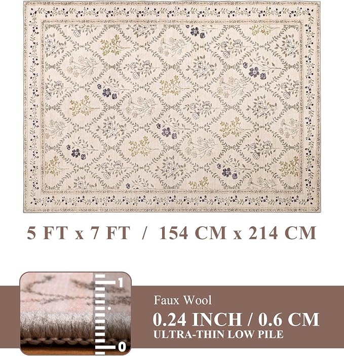 YIHOUSE Washable 5x7 Area Rugs for Bedroom Girls, Large Boho Carpet for Entyway - Image 8
