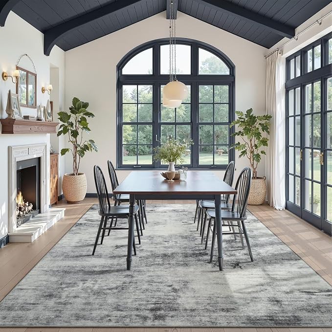 Toneed Abstract Area Rug 9x12 Modern Washable Rug Soft Non Slip Rug Low Pile - Image 3