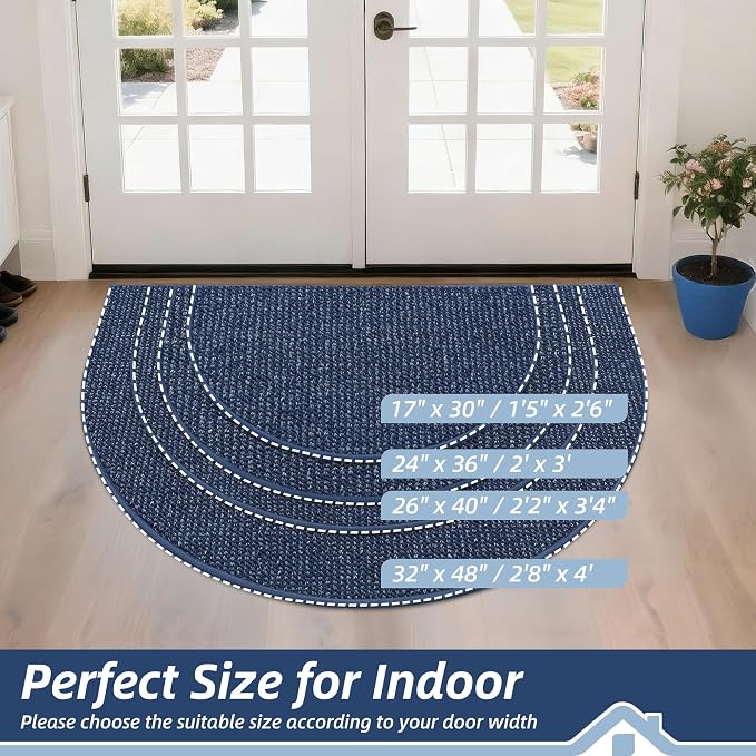 BEQHAUSE Dirt Trapper Door Mat 26" x 40" Half Circle Non-Slip Washable Doormats - Image 2