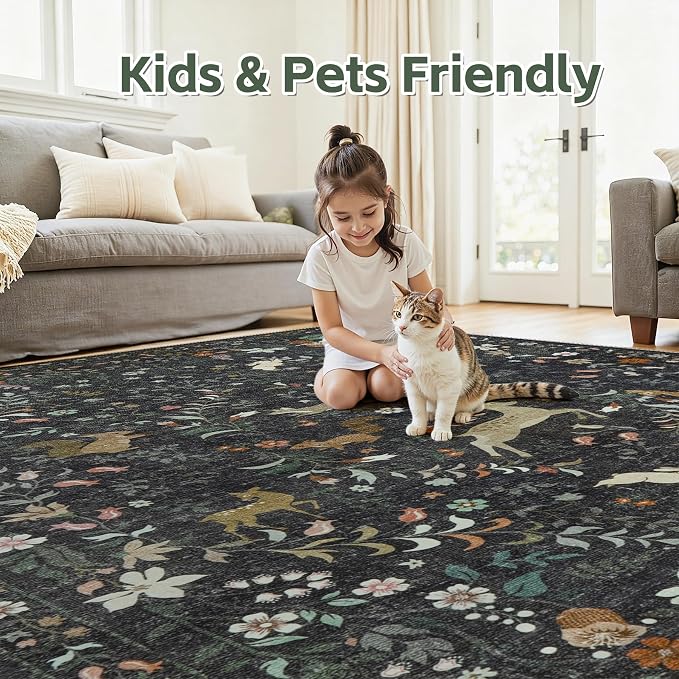 6x9 Area Rugs Washable Rug: Large Boho Living Room Rug Soft Non-Slip Low Pile - Image 5