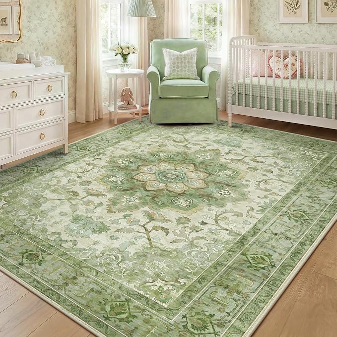 CAPALOCA Machine Washable Rugs Nursery Rug Cute Girl Non Slip Low Pile Water - Image 2