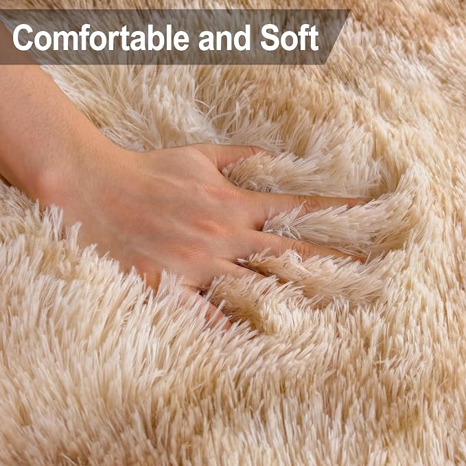 2x10 Feet Beige Fluffy Runner Rug - Image 5
