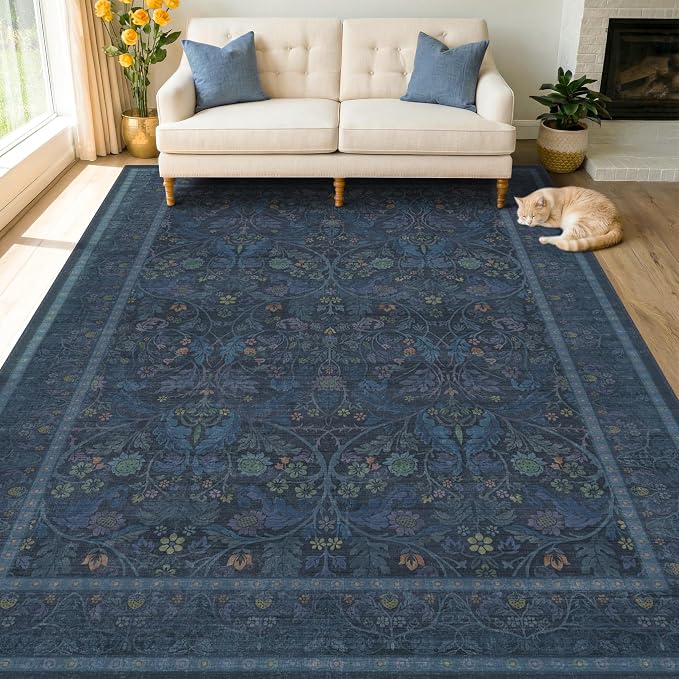 Navy Blue 8x10 Large Rugs for Living Room, Machine Washable Soft Dark Blue Area - Image 8
