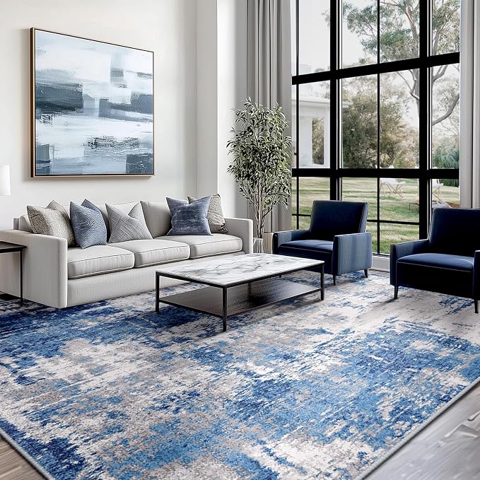 RELEANY Washable Area Rugs 8'x10' Non-Slip Modern Abstract Soft - Image 9