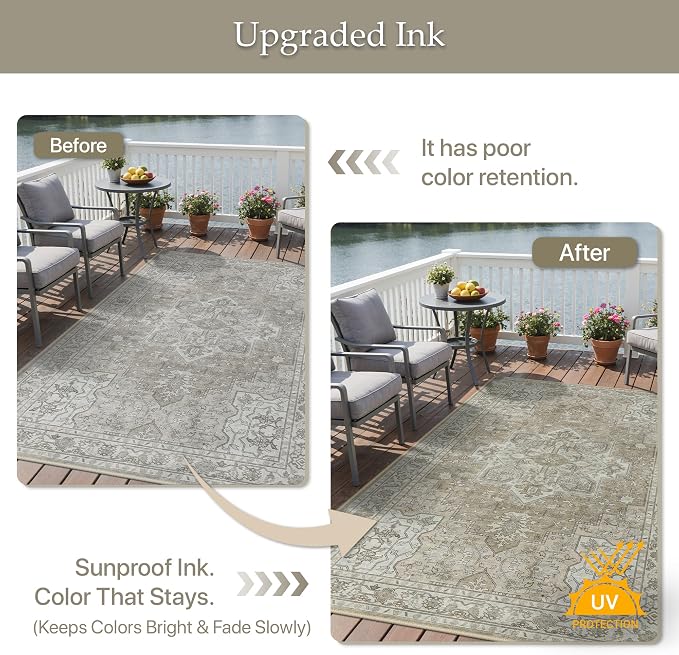 GENIMO Outdoor & Indoor Area Rug 8'x10', Waterproof, Non-Shedding, Easy Cleaning - Image 5