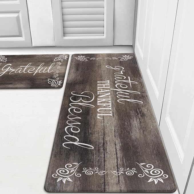 HEBE Anti Fatigue Kitchen Rugs Set of 2, Non Slip Cushioned Kitchen Mats by HEBE