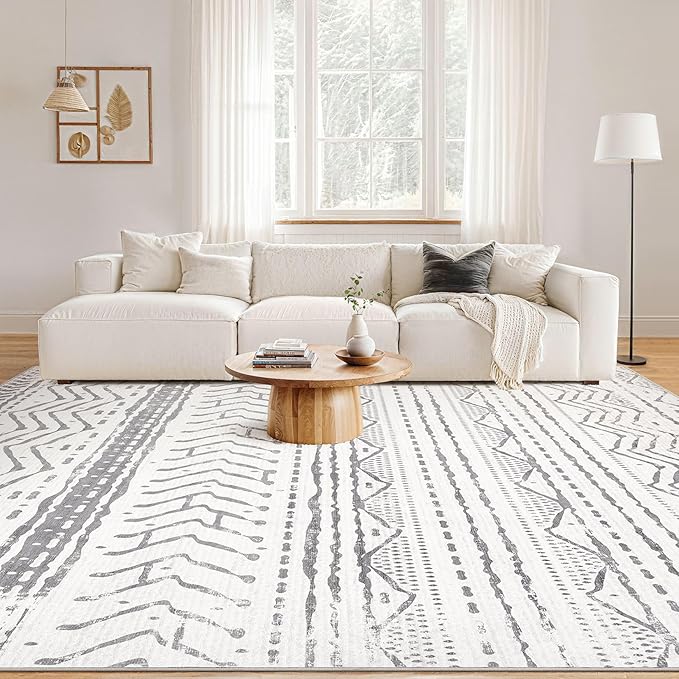 Nakagishi Area Rugs 8x10 Living Room: Washable Boho Large Neutral Soft - Image 4