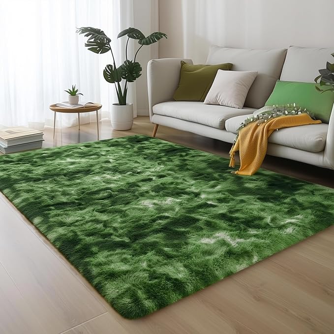 PAGISOFE Area Rugs for Bedroom 4x6, Fluffy Dark Green Rugs for Living Room by PAGISOFE