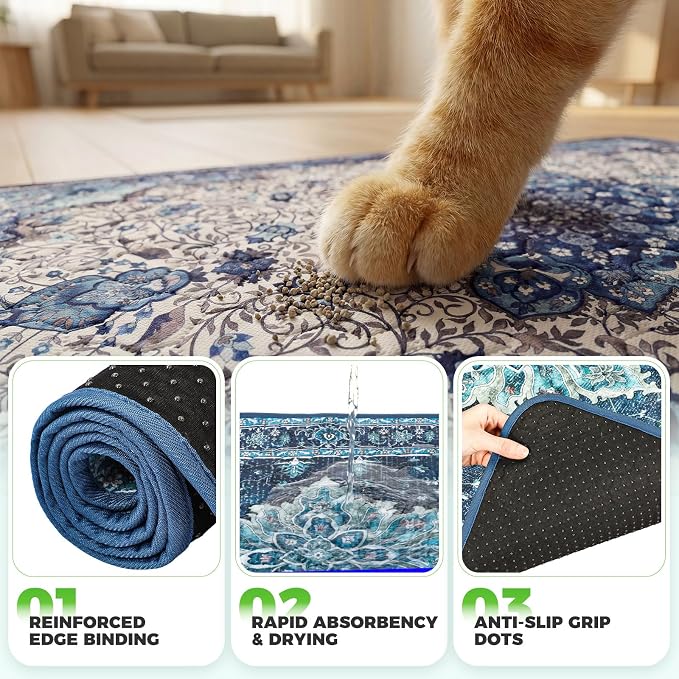 Hompet Cat Litter Mat 2 Pack, 54x54 Large Machine Washable Trapping Mats - Image 5