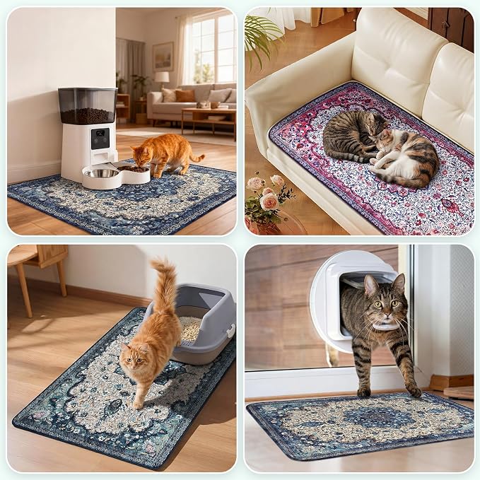 Hompet Cat Litter Mat 2 Pack, 72x72 Large Machine Washable Trapping Mats - Image 4