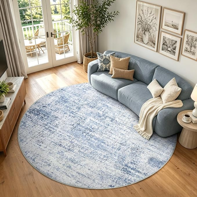 6Ft Round Area Rugs for Living Room, Soft Non-Slip Washable Rugs Modern by Cuzwlovita