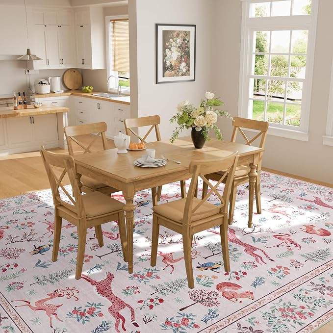 DUKINO 8x10 Rug, Washable Animal Living Room Rug - Image 7