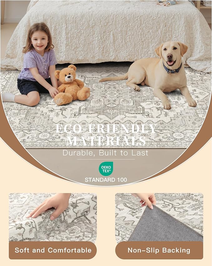 Madane Runner Rug 2'6''x8' Kitchen Runners, Printed Vintage Washable Hallway - Image 5