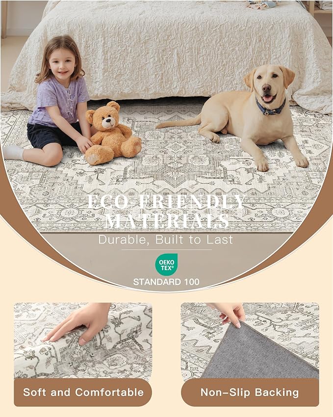Madane Runner Rug 2x8, Washable Hallway Runner Rugs, Non-Slip Low-Pile Soft - Image 4