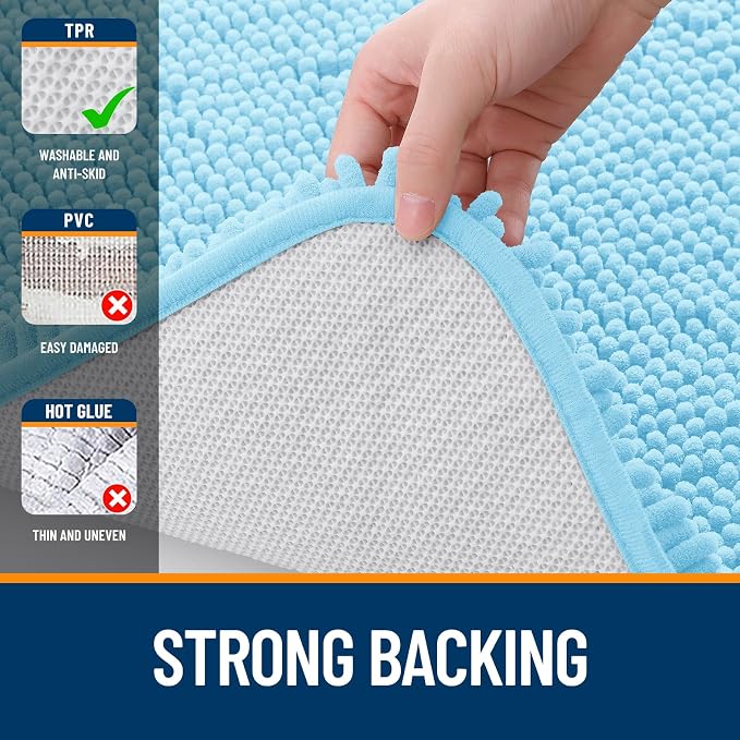 OLANLY Bathroom Runner Rugs 44x24, Soft Absorbent Chenille Bath Rugs, Rubber - Image 6