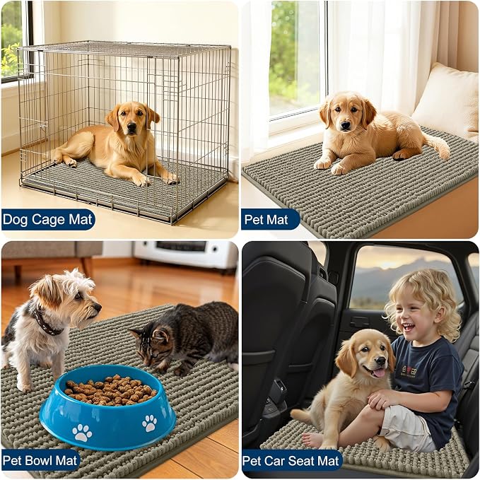 OLANLY Dog Door Mat for Muddy Paws 36x24, Ultra Absorbent Chenille Mud Doormat - Image 7
