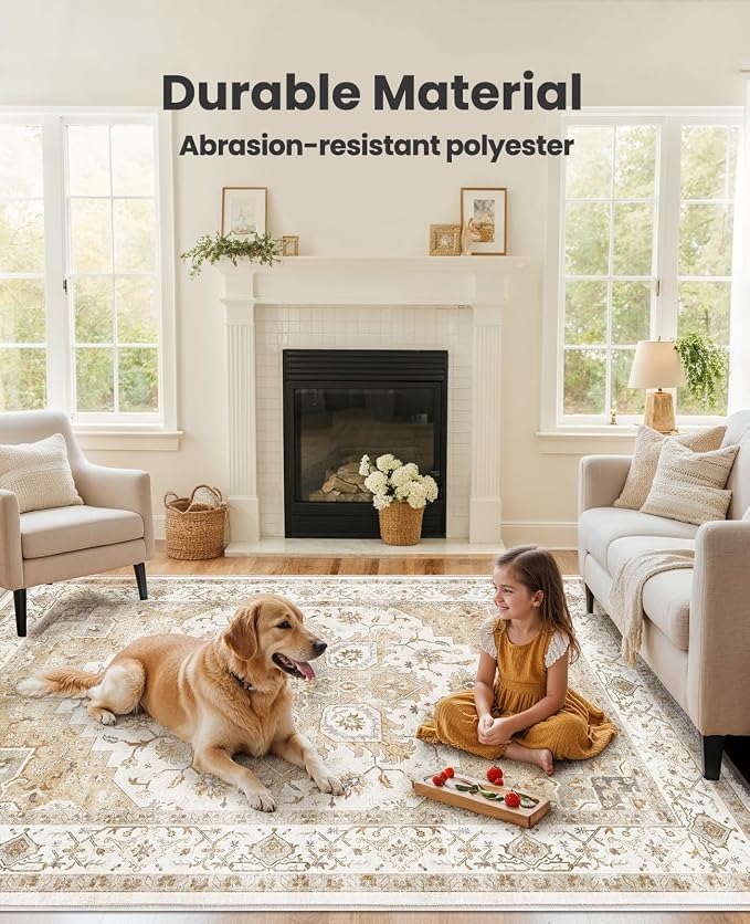 AMADA HOMEFURNISHING 5x7 Area Rugs, Washable Living Room Rug Low-Profile - Image 4
