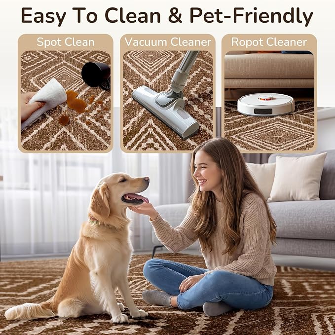 BESTSWEETIE Area Rug 5x8 Rug Machine Washable Non-Slip Low Pile Print Pattern - Image 7